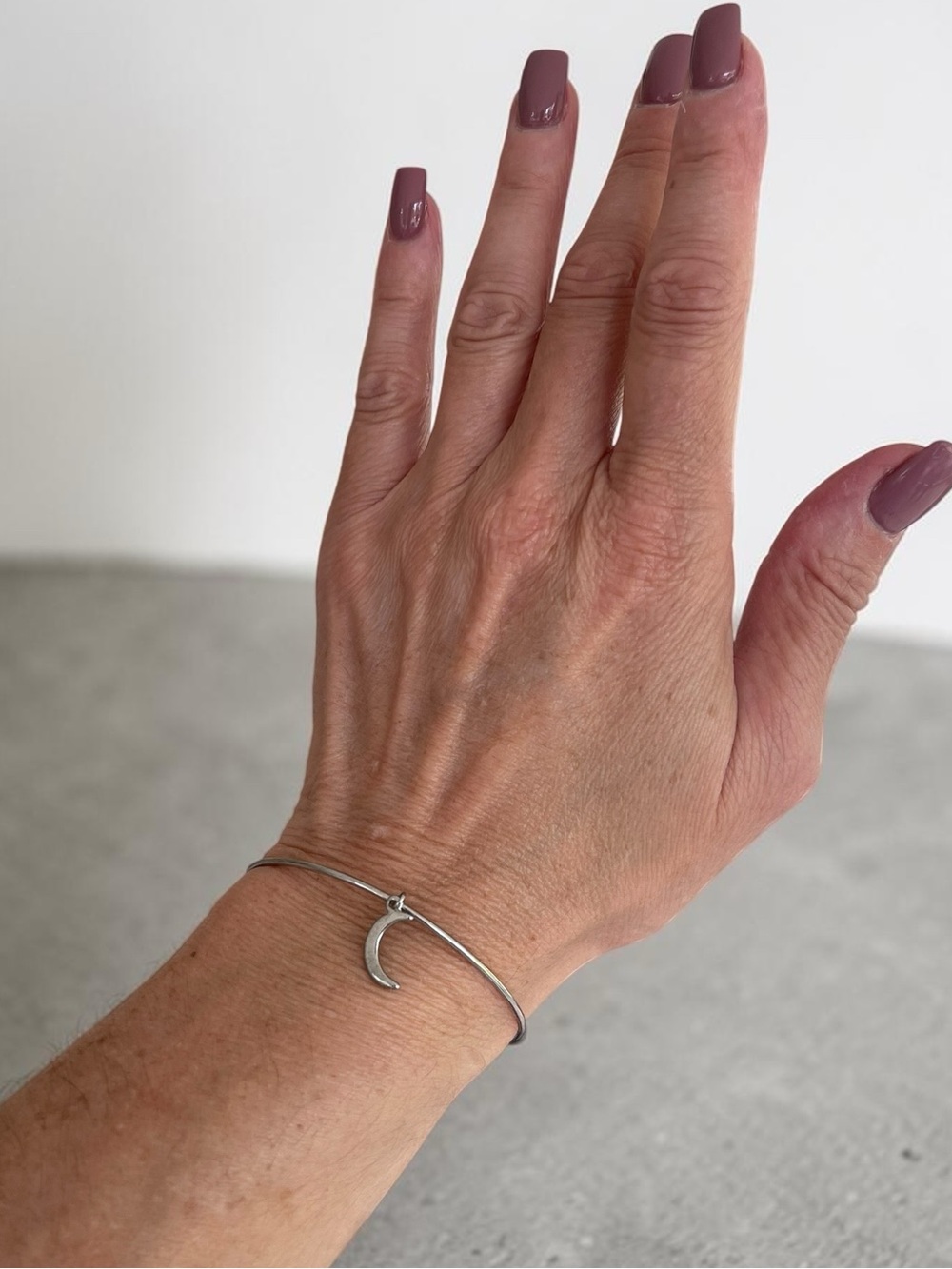 Silver Tone Crescent Moon Cuff Bracelet